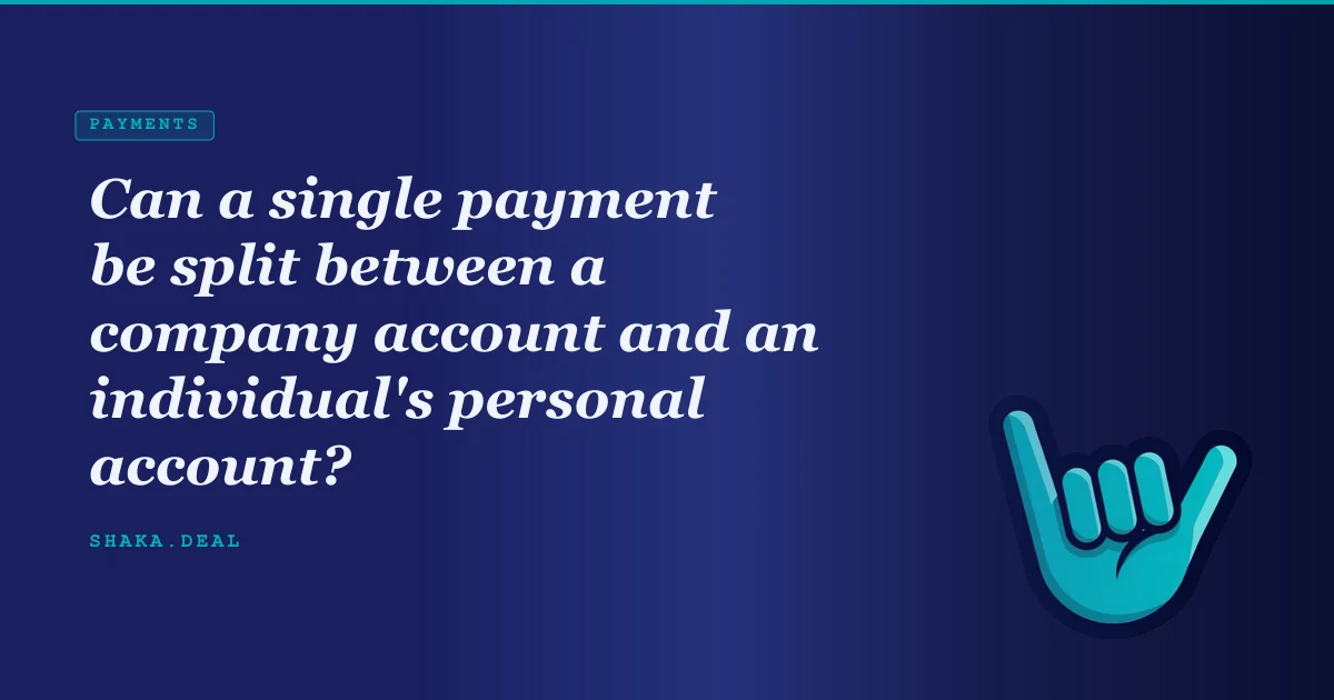 Can a single payment be split between a company account and an individual's personal account?