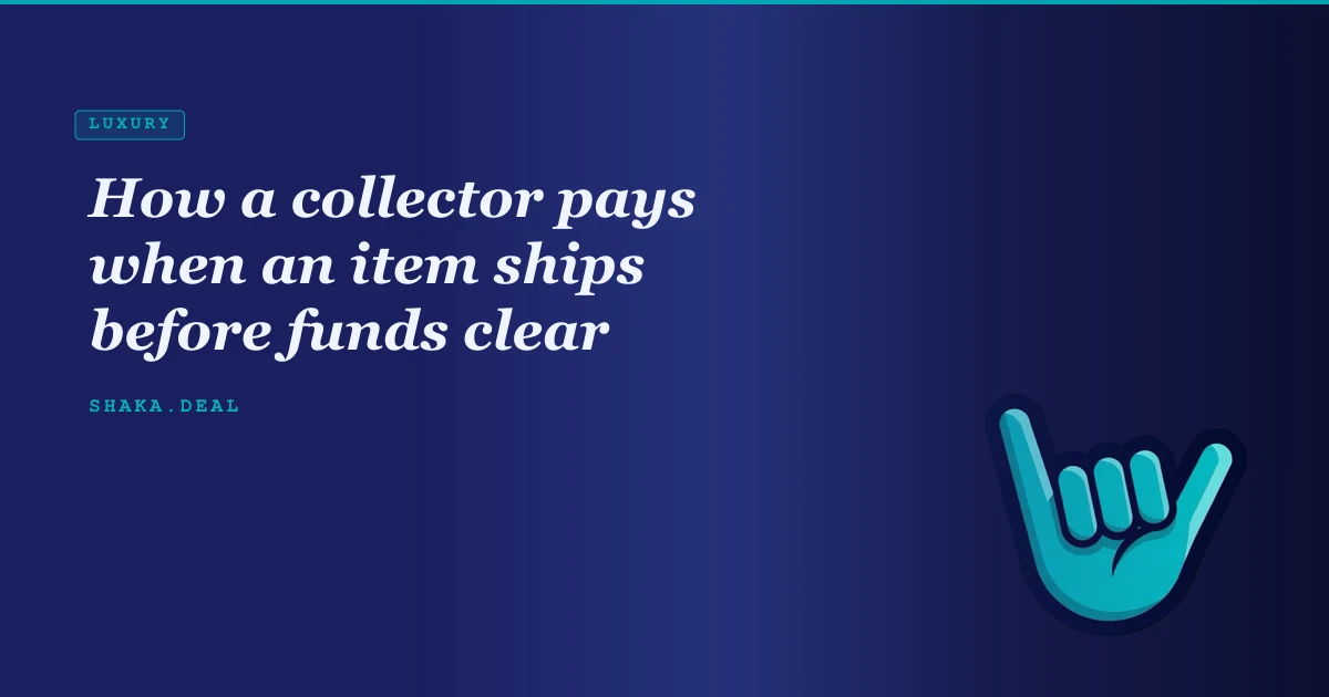 How a collector pays when an item ships before funds clear