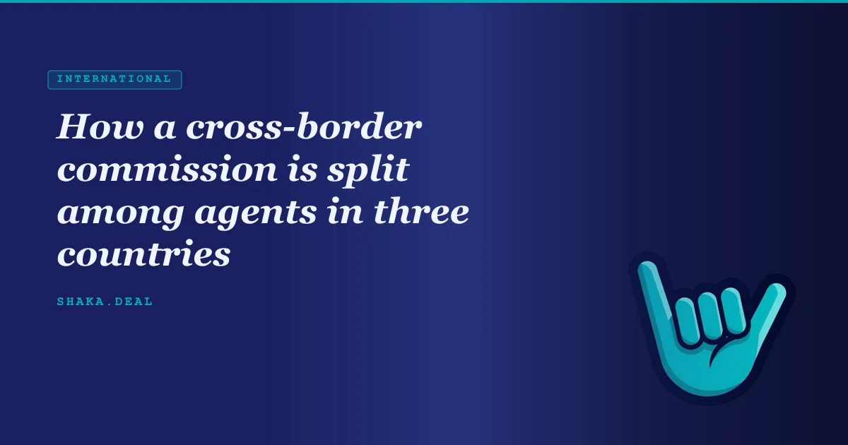 How a cross-border commission is split among agents in three countries