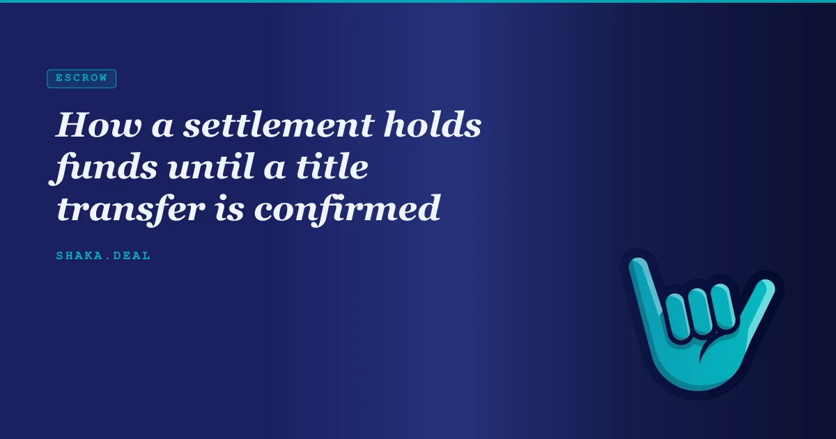 How a settlement holds funds until a title transfer is confirmed
