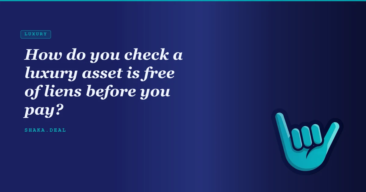 How do you check a luxury asset is free of liens before you pay?