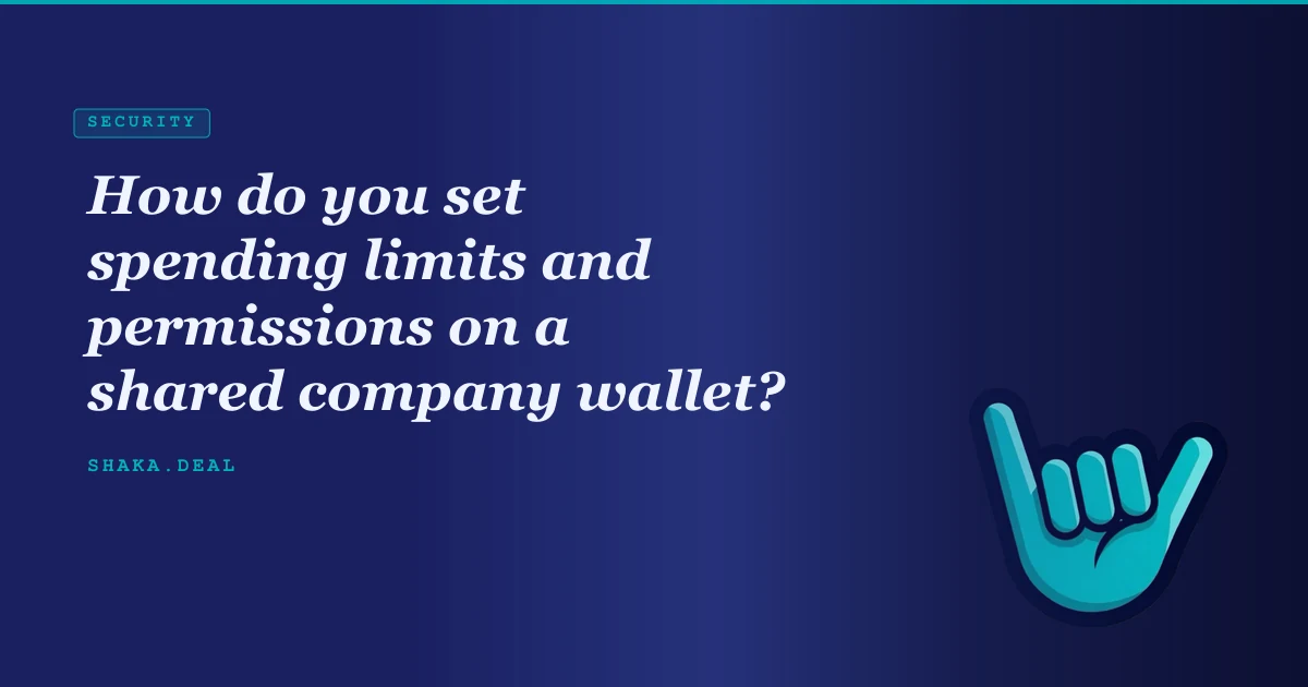 How do you set spending limits and permissions on a shared company wallet?