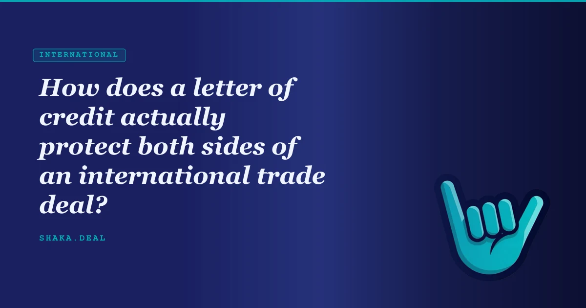 How does a letter of credit actually protect both sides of an international trade deal?