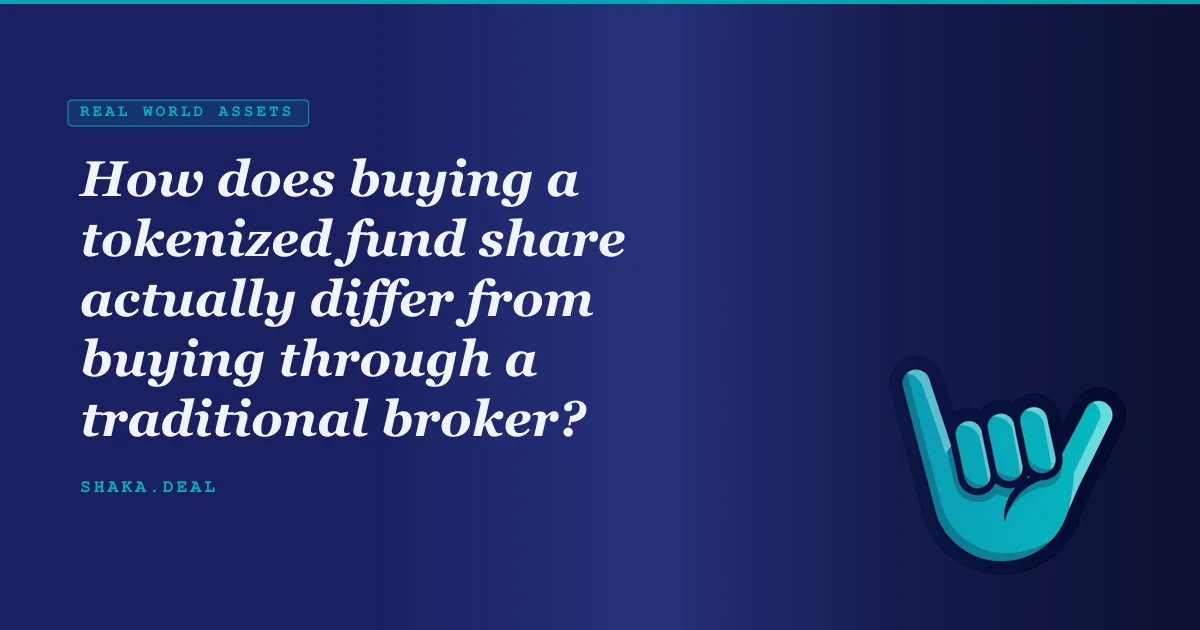 How does buying a tokenized fund share actually differ from buying through a traditional broker?