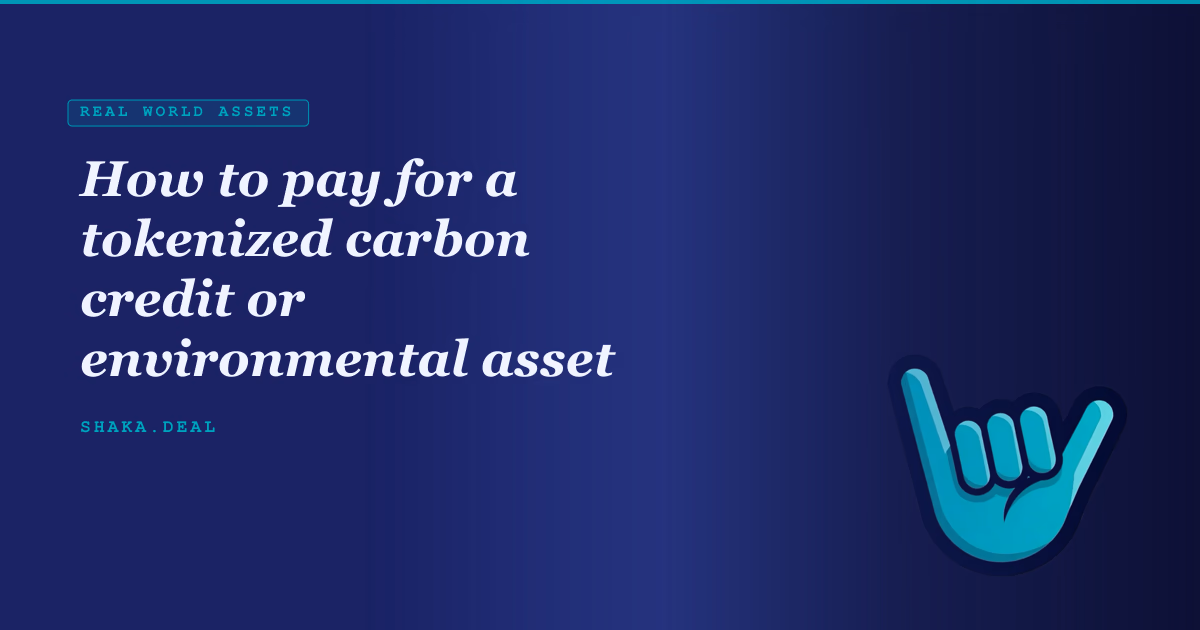 How to pay for a tokenized carbon credit or environmental asset
