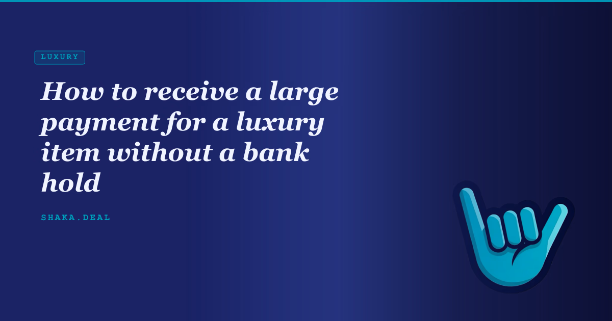 How to receive a large payment for a luxury item without a bank hold