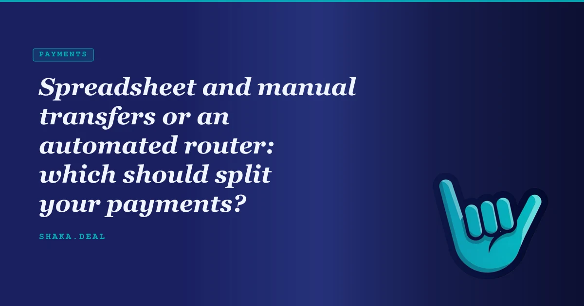 Spreadsheet and manual transfers or an automated router: which should split your payments?
