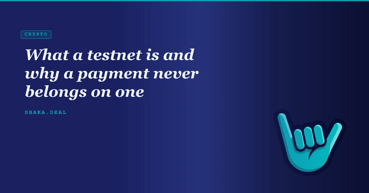 What a testnet is and why a payment never belongs on one
