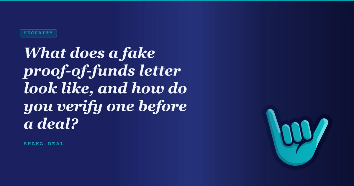 What does a fake proof-of-funds letter look like, and how do you verify one before a deal?