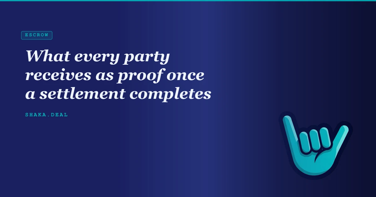 What every party receives as proof once a settlement completes