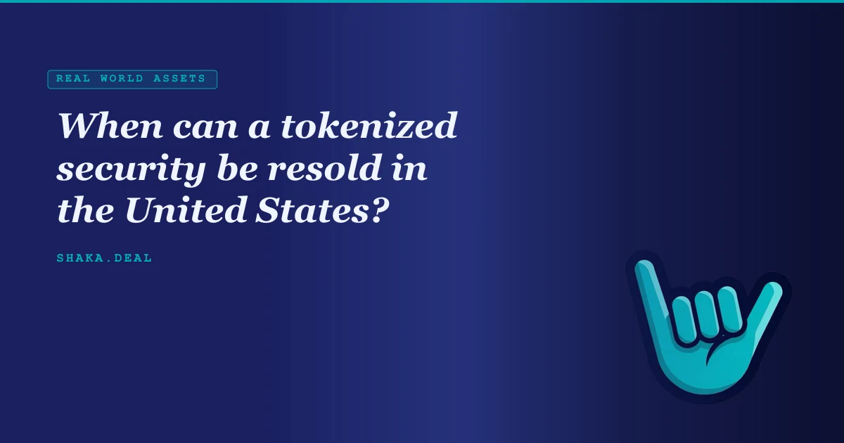 When can a tokenized security be resold in the United States?