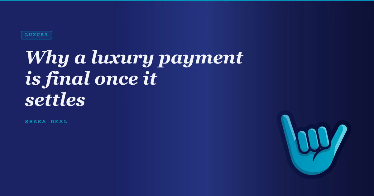 Why a luxury payment is final once it settles